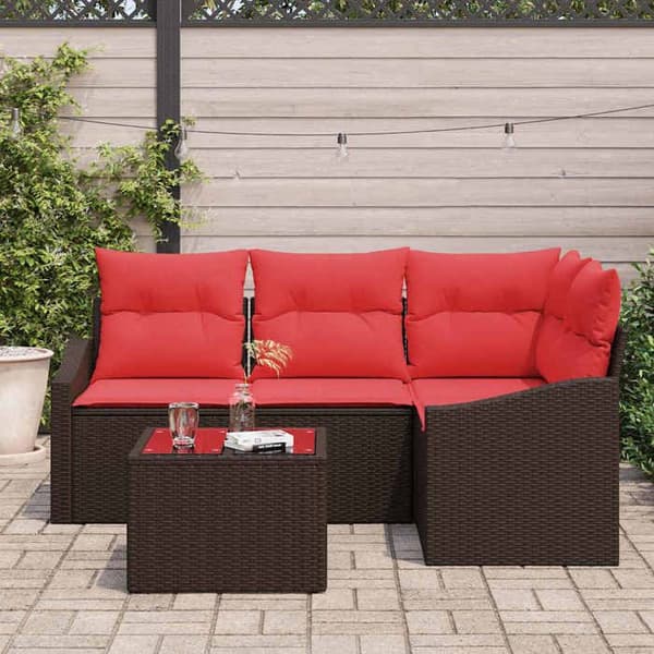Maison Exclusive - 5-delars soffgrupp i brun polyrotin