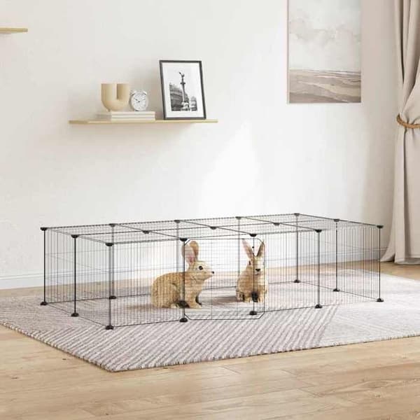 Maison Exclusive - 20-panelers kæledyrbur med dør Sort 140x70x35 cm