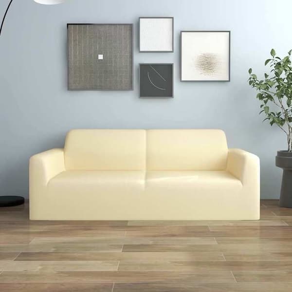 Maison Exclusive - Strækbar sofaovertræk til 2 personer Creme Jersey af polyester