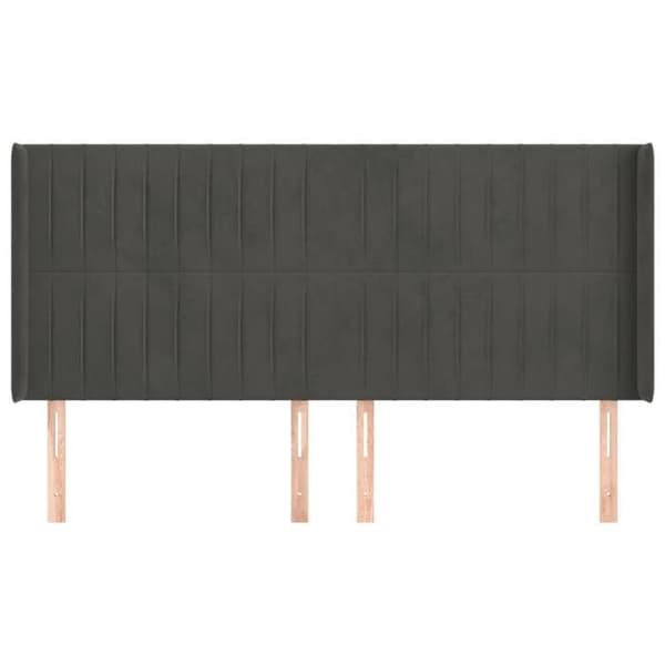Maison Exclusive - Päätylevy korvilla Tummanharmaa 203x16x118/128 cm Sametti mörkgrå