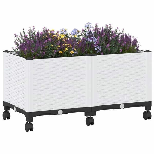 Maison Exclusive - Blomlåda med Hjul Vit 80 x 40 x 48 cm PP