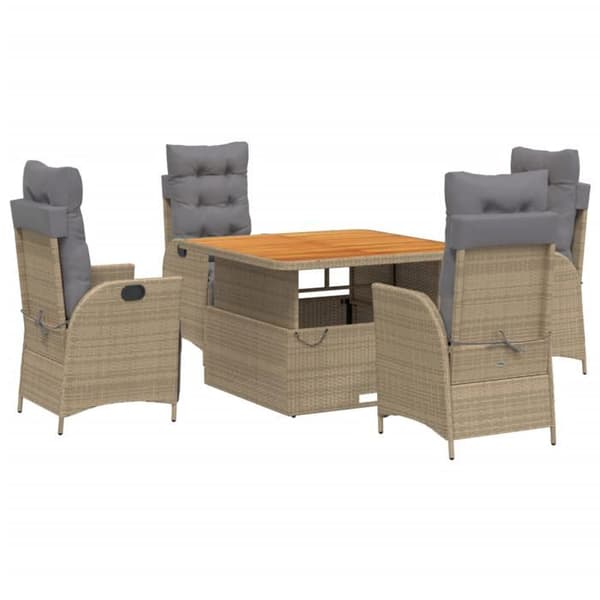 Maison Exclusive - Puutarhakalusteryhmä tyynyillä 5 kpl Beige polyrottinki