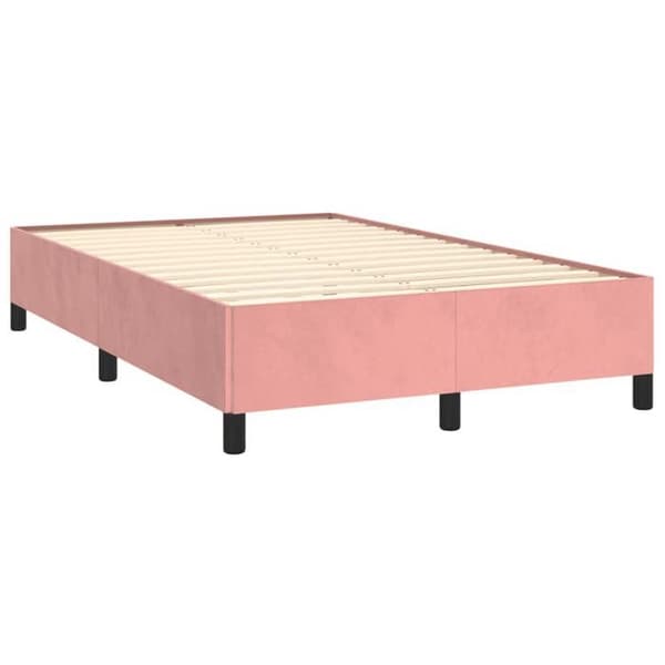 Sengestel - EKSKLUSIV HUS - 120 x 190 cm - Velour - Rosa - Inkl. lamelbund Ros