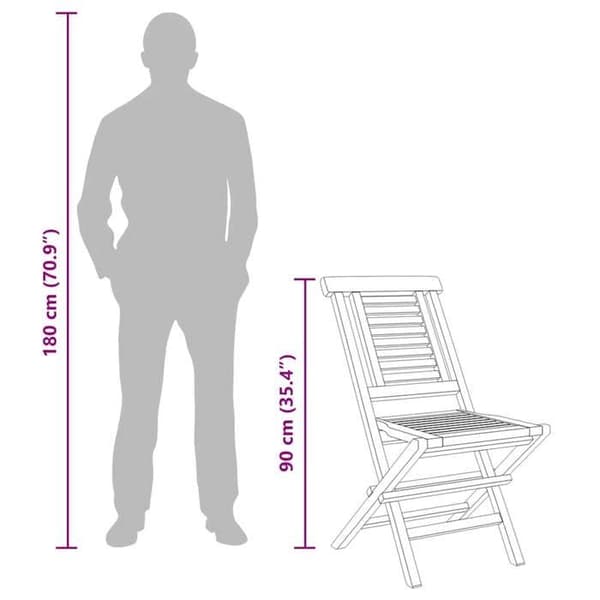 Maison Exclusive - Fällbara stolar, set om 8, 47 x 63 x 90 cm, i massivt teakträ
