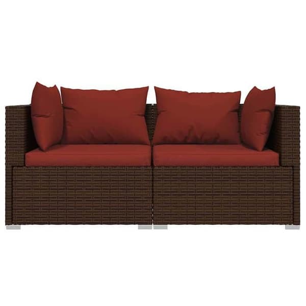 Maison Exclusive - Soffa 2 platser med kuddar Brun Flätad resin brun