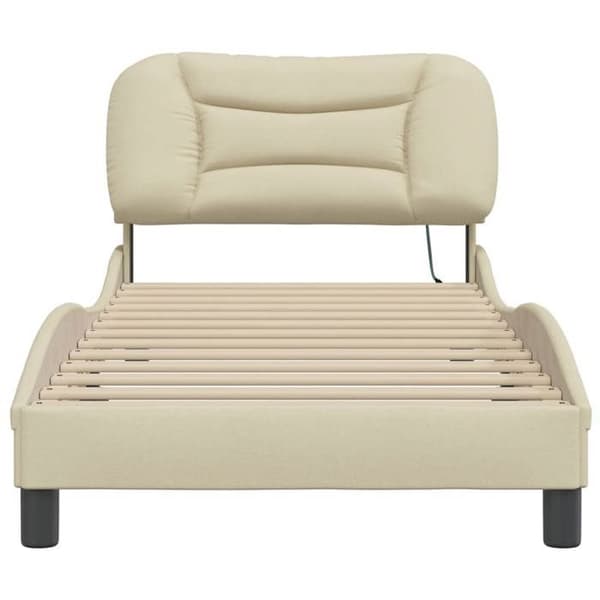 Sengestel - EKSKLUSIV HUS - Hvar - 90x200 cm - Creme - Indbygget LED Grädde
