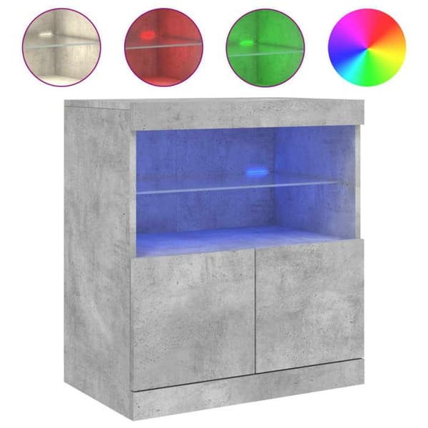 Maison Exclusive - Buffé med LED-lampor grå betong 60x37x67 cm