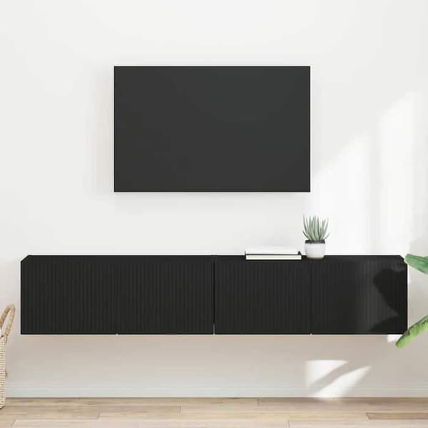 Maison Exclusive - Væghængt TV-møbel 2 stk Sort Ingeniørtræ