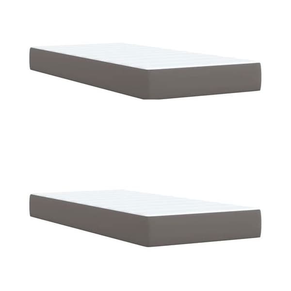 Maison Exclusive - Sengebund med lameller og madras Grå 200x200 cm Simili læder