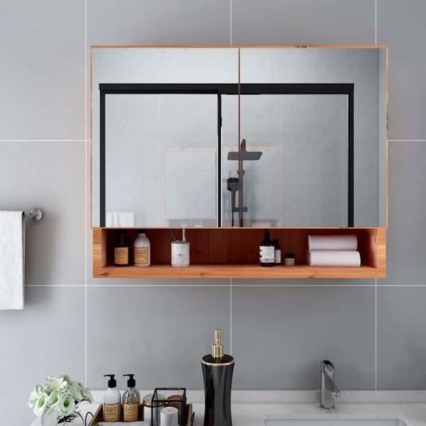 Maison Exclusive - LED spejlskab til badeværelse Eg 80x15x60 cm MDF