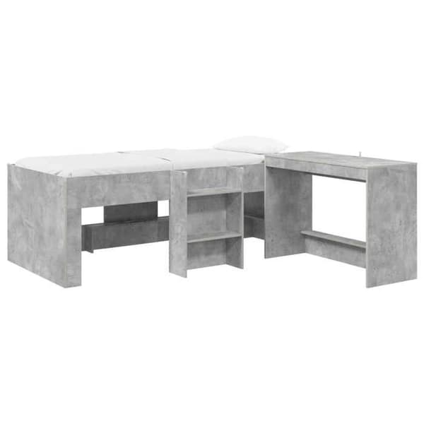 Maison Exclusive - Høj seng til børn med skrivebord 2 pc Grå beton