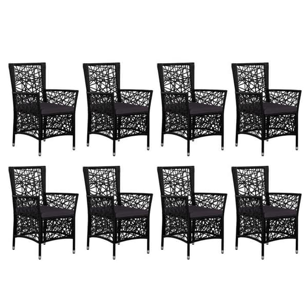 Maison Exclusive - Utomhusmatgrupp 9 delar Flätad resin Svart
