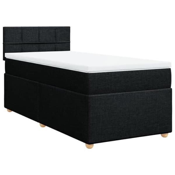 Maison Exclusive - Seng med lamelbund og madras Sort 90x200 cm Stof