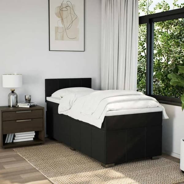 Maison Exclusive - Seng med lamelbund og madras Sort 90x200 cm Stof