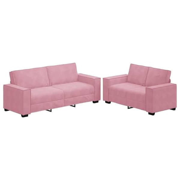 Maison Exclusive - 2-delars soffgrupp med rosa sammetskuddar