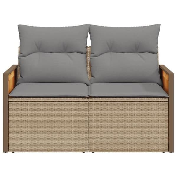 Maison Exclusive - Trädgårdsoffa med kuddar 2 platser beige flätad resin
