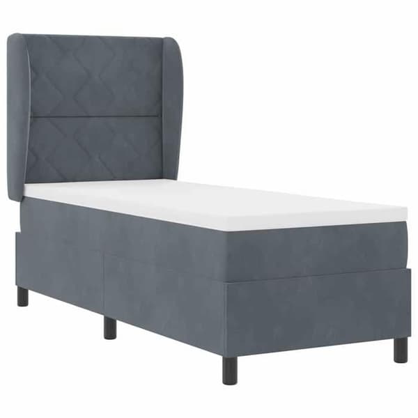 Sengestel - EKSKLUSIV HUS - 200 x 80 cm - Mørkegrå velour - Justerbar hovedgærde - Lamelseng Mörkgrå