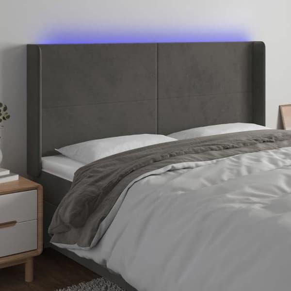 Maison Exclusive - LED-päätyharso Tummanharmaa 203x16x118/128 cm Sametti Mörkgrå
