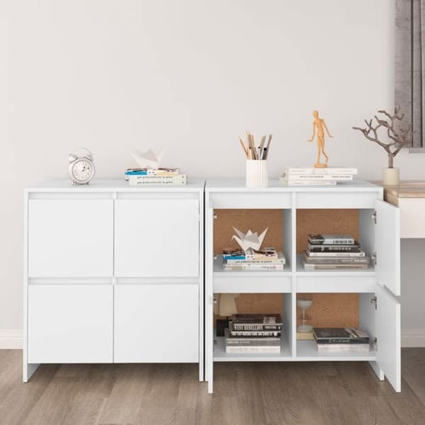Maison Exclusive - Buffeter 2 stk Hvid 70x41x75 cm Ingeniørtræ