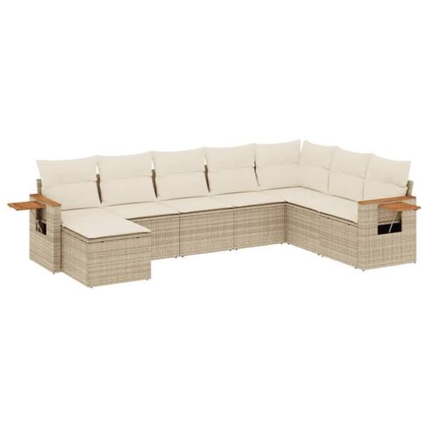 Maison Exclusive - Trädgårdsmöbler med kuddar 8 delar beige flätad resin