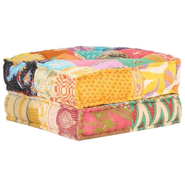 Pouf - MAISON EXCLUSIVE - Patchwork - 60 x 70 x 36 cm - Gul - Stof