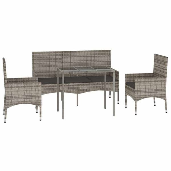 Maison Exclusive - 4-osainen puutarhakalustesarja tyynyillä, harmaa punottu muovi grå