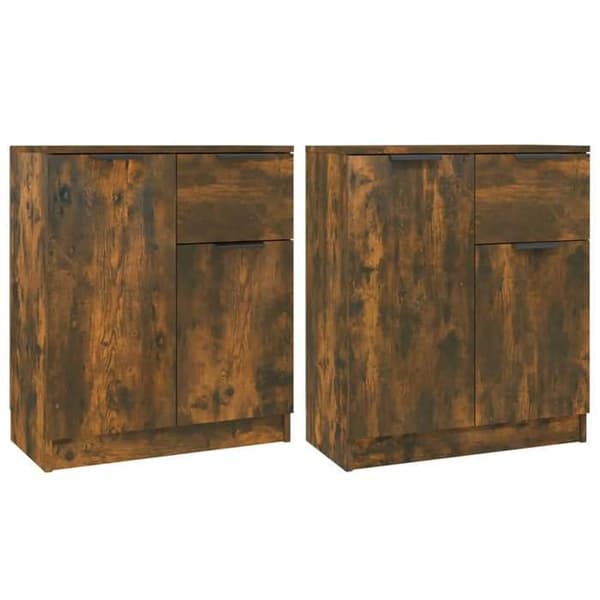 Maison Exclusive - Bufféer 2 st Rökek 60x30x70 cm Ingenjörsträ Rökt ek