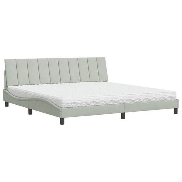 Maison Exclusive - Hanko vaaleanharmaa sänky patjalla 200x200 cm sametti ljusgrått