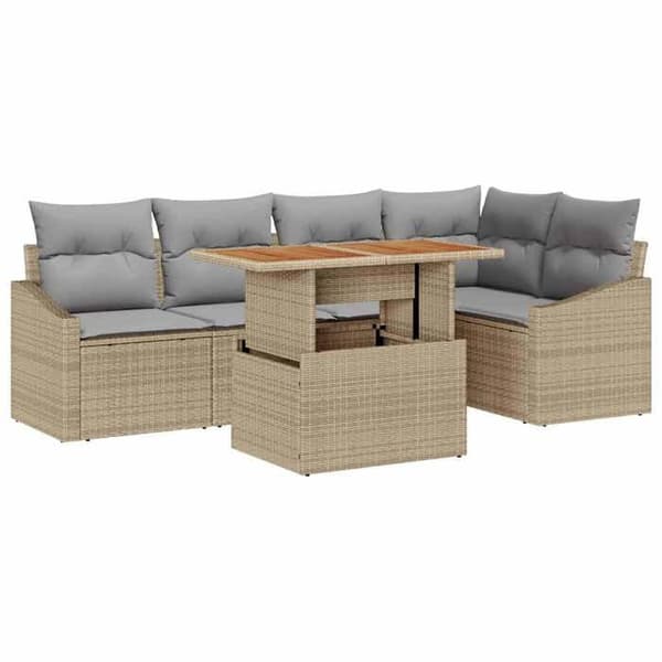 Maison Exclusive - Sæt af 6 pc. have-sofa i beige poly rattan
