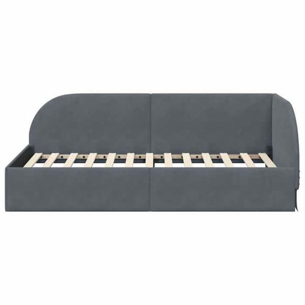 Hjørnesengramme - EKSKLUSIV HUS - L-formet - Velour - 90x200 cm - Mørkegrå Mörkgrå