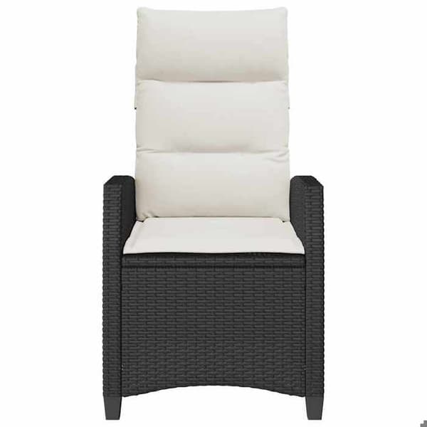 Maison Exclusive - Justerbar havestol med sort polyrotin sidebord Svart