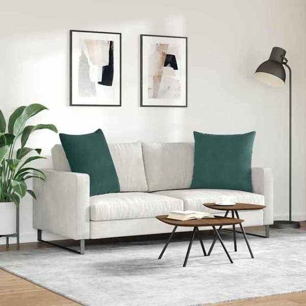 Sofa puder - EKSKLUSIV HUS - 80 x 80 cm - Sæt af 2 - Fløjl - Mørkegrøn Mörkgrön