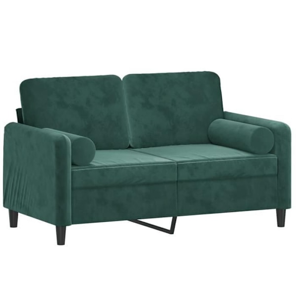 2-personers sofa med mørkegrønne puder 120 cm fløjl80 [cm] Grön