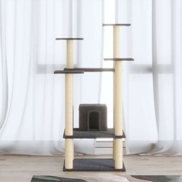 Maison Exclusive - Kattträd med sisal klöstrumpor Mörkgrå 110 cm mörkgrå
