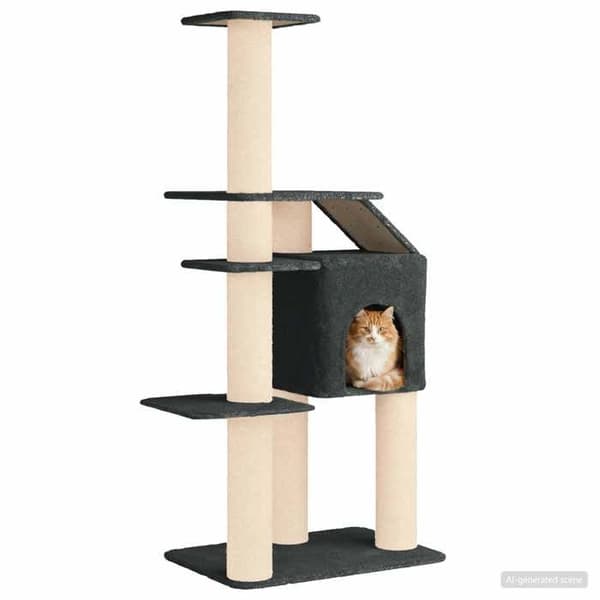 Maison Exclusive - Kattträd med sisal klöspinnar Mörkgrå 183 cm