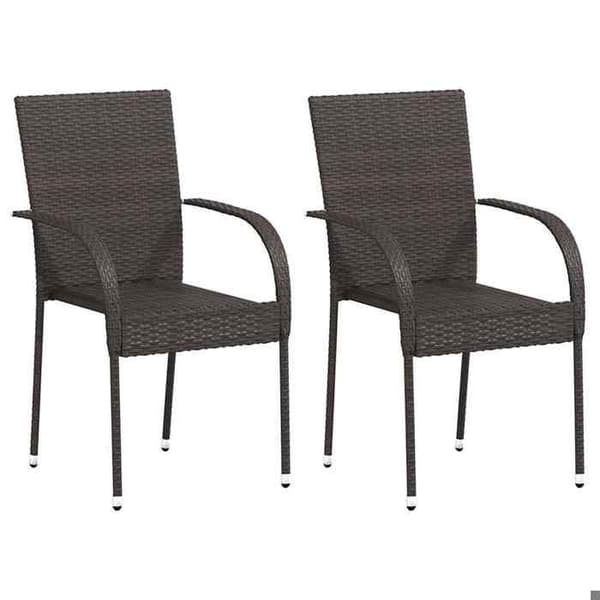 Maison Exclusive - Stapelbara utomhusstolar set om 2 Flätad plast Brun brun