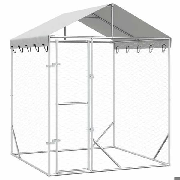 Exklusivt hus - Utomhus hundbur med silvertak 2x2x2,5 m Silver