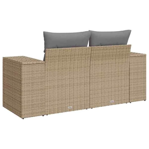 Maison Exclusive - Trädgårdsoffa med kuddar 2 platser beige flätad resin