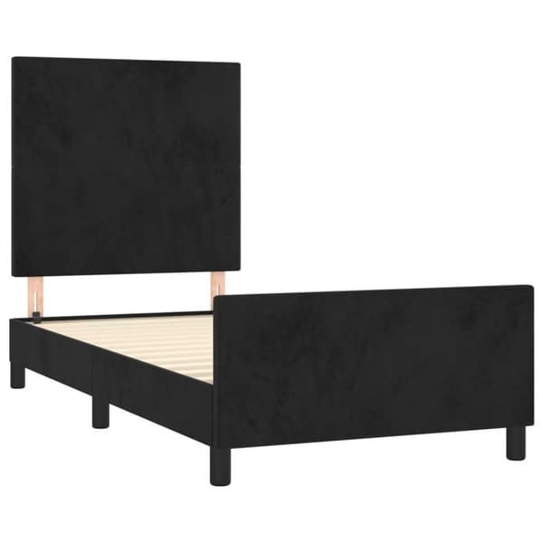 Sengestel - EKSKLUSIV HUS - 90x200 cm - Sort velour - Justerbar hovedgærde - Lamelseng Svart