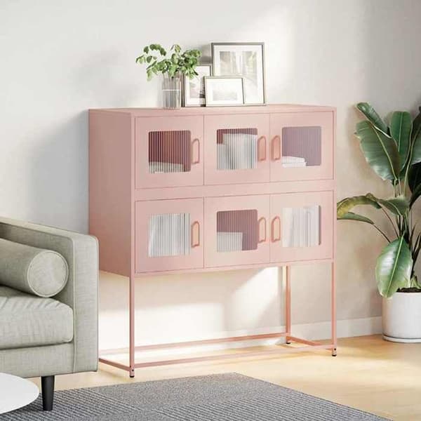 Maison Exclusive - Buffé rosa 100,5x39x107 cm kallvalsat stål