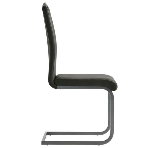 Spisestole - Cantilever - Sæt af 4 - Grå kunstlæder - Stålramme grå