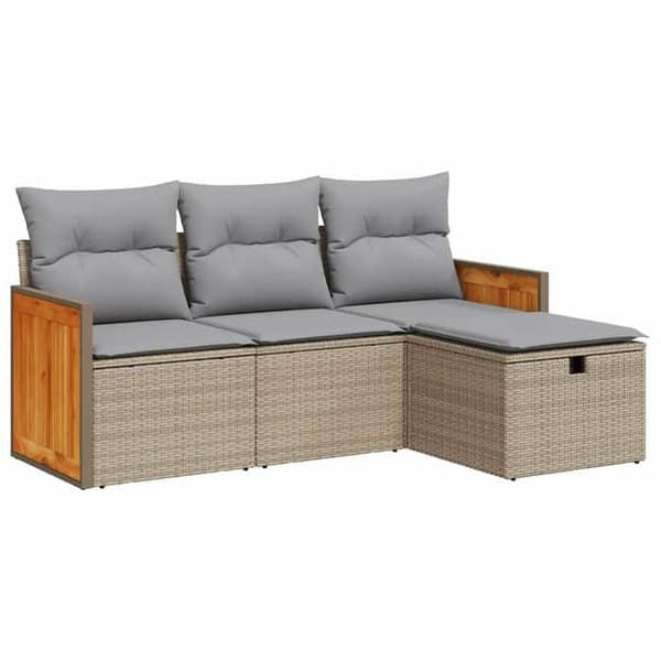 Maison Exclusive - Trädgårdsmöbler med kuddar 4 delar beige flätad resin