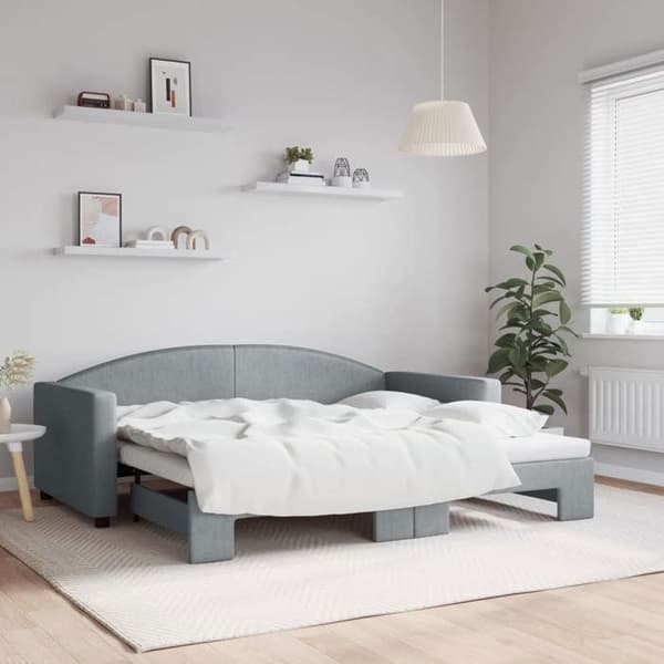 Maison Exclusive - Sovesofa med udtræksseng lys grå 90x190 cm stof