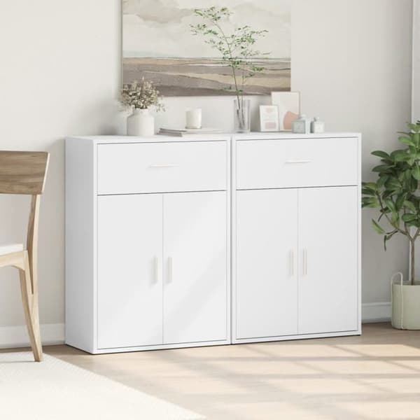 Maison Exclusive - Bufféer 2 st vit 60x30x84 cm ingenjörsträ