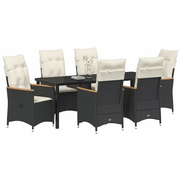 Maison Exclusive - 7 pc have spisebordssæt i sort polyrotin Svart