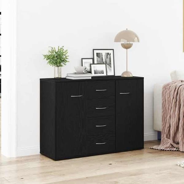 Maison Exclusive - Buffet i sort egetræ 88x30x64 cm ingeniørtræ