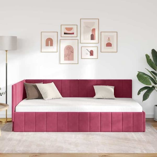 Maison Exclusive - Hörnsängram Bordeaux 90 cm x 200 cm Sammet