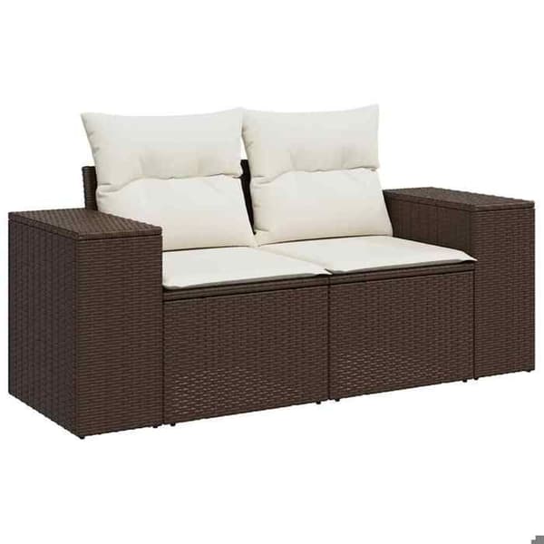 Maison Exclusive - Trädgårdsmöbler med kuddar 9 delar brun flätad resin