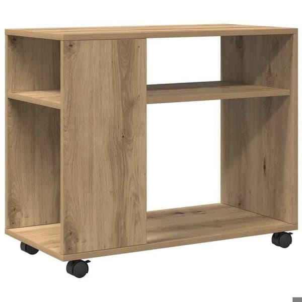 Maison Exclusive - Sidebord med hjul i håndlavet egetræ og ingeniørtræ