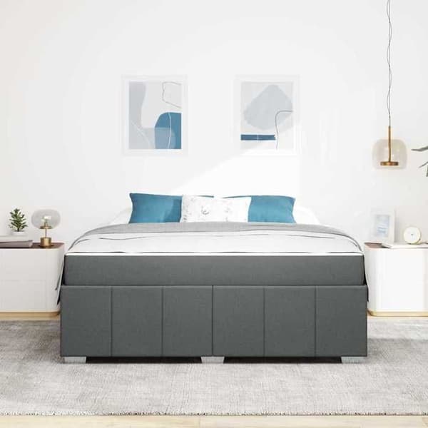 Maison Exclusive - Sängram med madrass Mörkgrå 180 x 200 cm tyg Mörkgrå